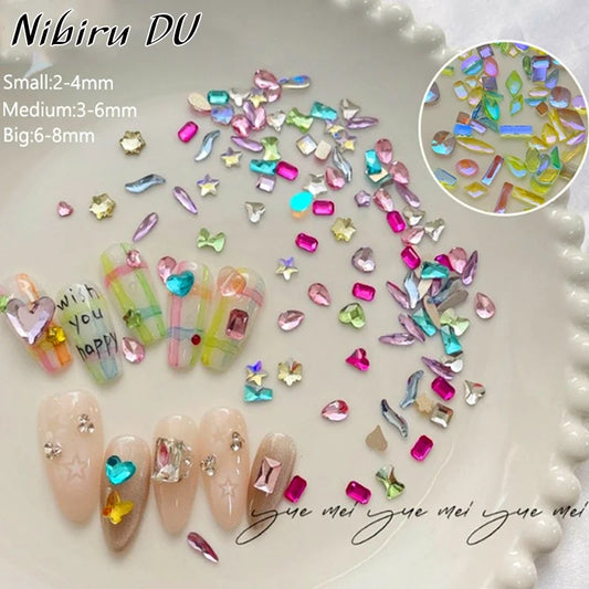 100Pcs Sparkle Zircon Rhinestones Translucent Flatback Rhinestone Crystals 3D Nail Art Rhinestones Decorations Manicure Charms